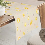 Biante Veľkonočný teflónový behúň na stôl TF-074 Kuriatka a kraslice na béžovom 20x120 cm
