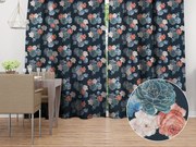 Biante Dekoračný záves TF-060 Modré a červené ruže na tmavo modrom 140x140 cm