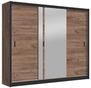 Šatní skriňa so zrkadlom SABRINA 250x215 cm dub craft