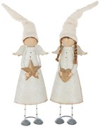 2ks biela antik dekorácia anjelikov s hviezdou a srdcom - 15*10*59 cm