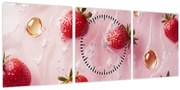 Obraz - Jahody v bublinách (s hodinami) (90x30 cm)