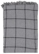 Šedý bavlnený pléd so čiernymi pruhmi a strapcami - 125*150 cm