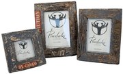 Sada 3 drevených retro fotorámčekov - 22 * 27/19 * 24/17 * 17cm