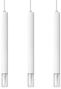 Závesné svietidlo Wezyr, 3x sklenené/biele kovové tienidlo