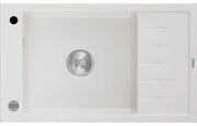 Mexen Elias granitový jednokomorový drez s krátkym odkvapkávačom 795 x 480 mm, biela- 6511791005-20