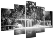Obraz - Čiernobiely vodopád (150x105 cm)
