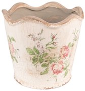 Keramický obal na kvetináč s ružami a vlnitým okrajom Rossia S - Ø12*11 cm