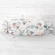 Biante Vankúš valec bonbon Sandra SA-451 Žlto-hnedo-mintové ruže na bielom 15x40 cm