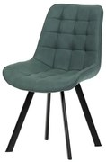 Židle jídelní, zelená látka v dekoru broušené kůže, černý kov