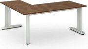 Rohový kancelársky písací stôl PRIMO FLEXIBLE, 180x160 cm, orech