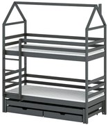 Poschodová posteľ Domček Dalia 90x200 grafit