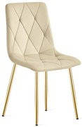 Jedálenská stolička LIBRA zamatová, béžová / zlaté nohy