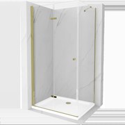 Mexen Lima sprchová kabína, skladacie dvere 70 x 100 cm, transparentnéné, zlatá + závesný bidet Flat - 856-070-100-50-00-4010