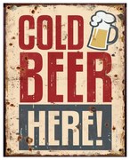 Béžová nástenná kovová ceduľa Beer - 20*1*25 cm