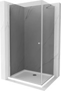 Mexen Pretoria, sprchovací kút 70 (dvere) x 100 (stena) cm, 6mm šedé sklo, chrómový profil + biela sprchová vanička, 852-070-100-01-40-4010