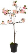 Dekorácie umelý ružový kvitnúce stromček - 22*22*90 cm