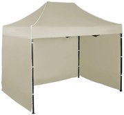 Rýchlorozkladací nožnicový stan 2x3m - oceľový, 3 bočné plachty, Béžová