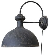 Čierna antik nástenná lampa s patinou Factory - 31*21*18 cm