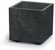 Plastový kvetináč SIERRAS štvorcový betónový efekt čierny
