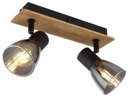 Globo 54307-2W - Nástenné bodové svietidlo CLAUDE 2xE14/40W/230V čierna/drevo