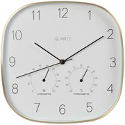Nástenné hodiny s vlhkomerom a teplomerom Quartz, biela/zlatá