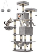 Veľký mačací strom, 168 cm vysoký, so 13 škrabadlami, svetlosivá farba