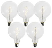 Sada 5 stmievateľných LED žiaroviek E27 so špirálovým vláknom G125 4W 270 lm 2700K