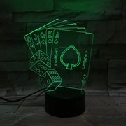 3Dmix 3DL-SMRT019 – 3D LED nočná lampa - Poker (Karty a kocky) (Smart)