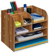 Organizér na stôl RD42746 – hnedý stolový organizér s 10 priehradkami