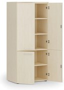 Kancelárska policová skriňa PRIMO WOOD, polené dvere, 800 x 500 x 1781 mm, breza