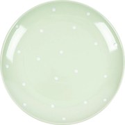 Keramický plytký tanier s bodkami, zelená