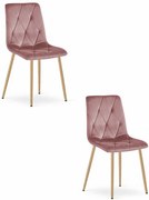 Set dvoch jedálenských stoličiek LIBRA zamatové ružové / drevené nohy (2 ks)