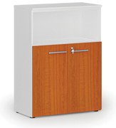 Kombinovaná kancelárska skriňa PRIMO WHITE, 800 x 420 x 1087 mm, biela/čerešňa