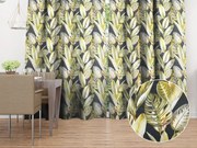 Biante Zamatový záves Tamara TMR-010 Zlaté tropické listy na zelenom 145x140 cm