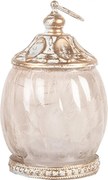 Béžová sklenená svietiaca LED lampáš Balli - Ø 7*11 cm