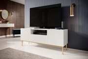 TV stolík Nicole 150 cm s otvorenou policou - biely mat / zlaté nožičky