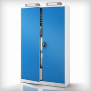 Kovová spisová skriňa JAN II, 1150 x 1850 x 400 mm, šedo-modrá