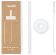 Silikónová slamka s čistiacou kefkou/s viečkom Clear – Muuki