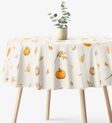 Goldea okrúhly obrus 100% bavlnené plátno - jesenné tekvice a lístky Ø 100 cm