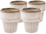 Súprava 4 keramických hrnčekov Rustik 100 ml, béžová
