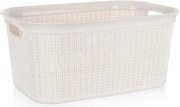 Úložný box/kôš na prádlo 38 l, krémový, ratanový vzhľad%