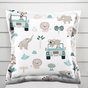 Biante Detská bavlnená obliečka na vankúš s lemom Sandra SA-477 Sivobéžové zvieratká v Safari 30 x 50 cm