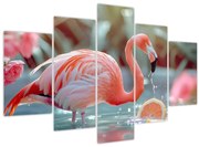 Obraz - Plameniak v jazierku (150x105 cm)