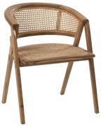 Hnedá drevená stolička Ani Teak s bambusovým výpletom - 59 * 59 * 73cm