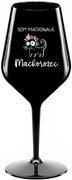 SOM MAČKONALÁ. MAČKOROŽEC - čierny nerozbitný pohár na víno 470 ml