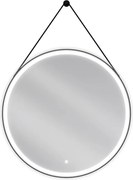 Mexen Reni kúpeľňové zrkadlo s podsvietením, okrúhle 80 cm, LED 6000K, ochrana proti zahmleniu, čierny rám - 9812-080-080-611-70