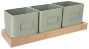 Orion Plechové kvetináče s podtáckou Greenish, 37 x 13,5 x 12 cm