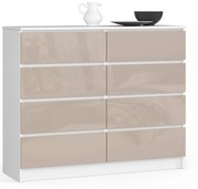 Komoda Kuba 120 cm 8 zásuviek biela/cappuccino