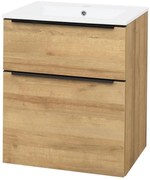 Mereo Mereo, Mailo, kúpeľňová skrinka s keramickým umývadlom 61 cm, čierne madlo, MER-CN520B