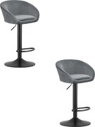 Sada 2 barových stoličiek EAST sivý zamat / čierna podnož
